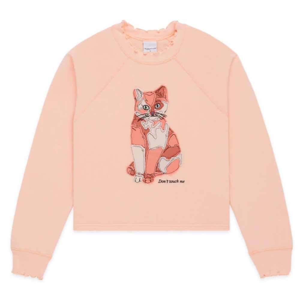Teddy Fresh Cat Appliqué Crewneck